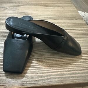Jenni Kayne Black Leather Square-Toe Mules | EU 38 | Made in Italy